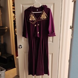 Purple and Gold Embellished Tunic with Sailor Collar
